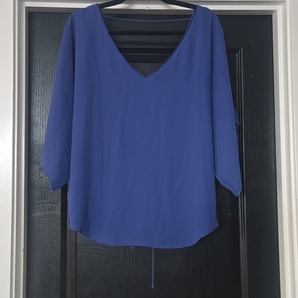 White House Black Market Blue Corset Back Blouse Size Small